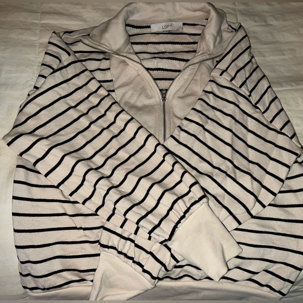 Loft quarter zip striped sweatshirt